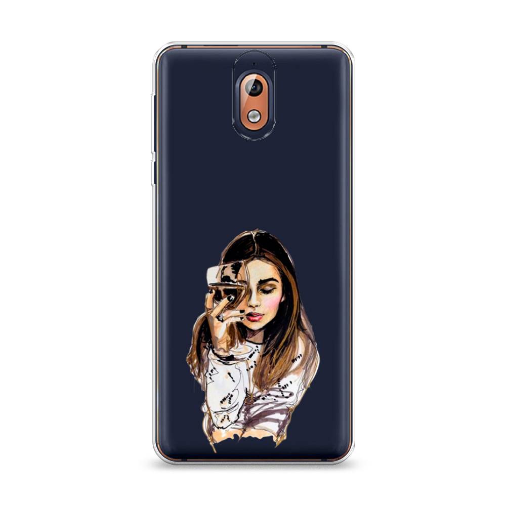 

Чехол Awog на Nokia 3.1 / Нокиа 3.1 "Девушка с бокалом", Коричневый;прозрачный;бежевый, 121650-7