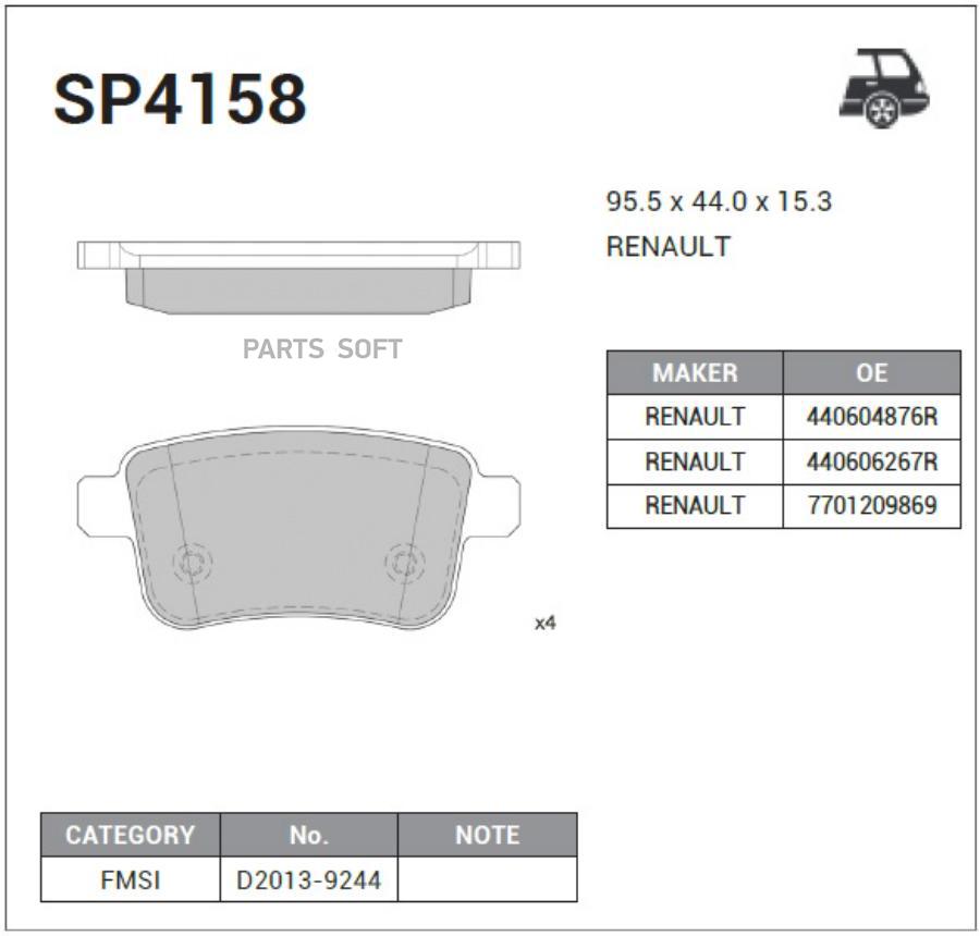 

Тормозные колодки Sangsin brake SP4158, SP4158