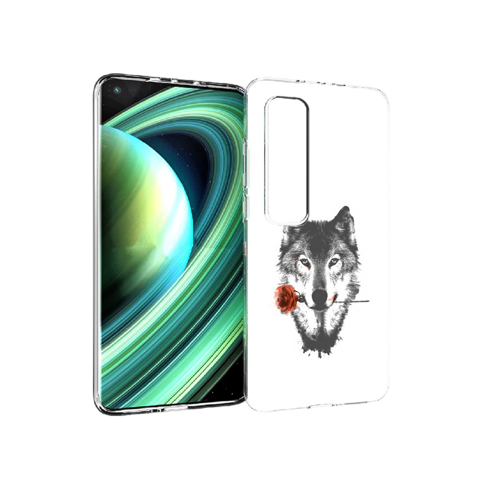

Чехол MyPads Tocco для Xiaomi Mi 10 Ultra волк с розой (PT156404.264.270), Прозрачный, Tocco