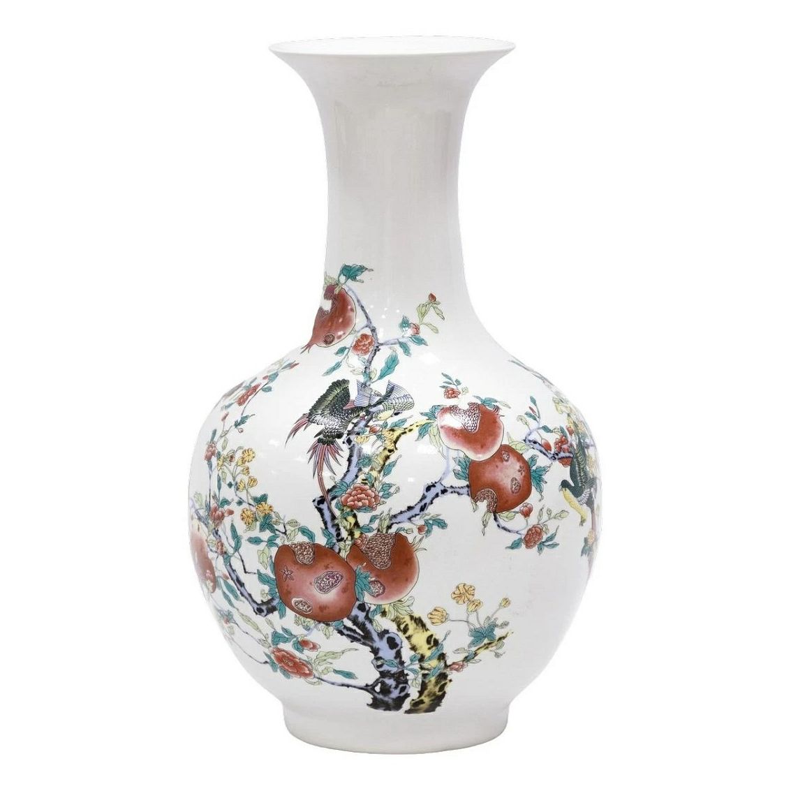 

Ваза фарфоровая Glasar Гранаты и птицы 45 см разноцветная