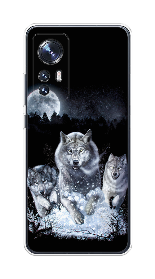 

Чехол на Xiaomi 12/12X/12S "Стая волков под луной", Черный;белый;серый, 316050-1