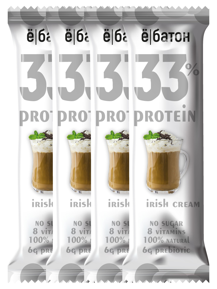 Протеиновый батончик Ёбатон 33% Protein Bar 45 г коробка 15 шт Ирландский крем