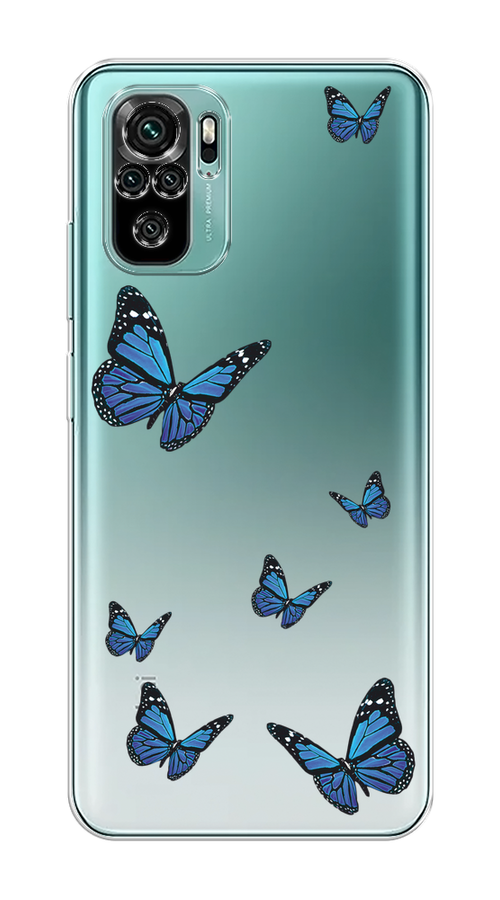 

Чехол на Xiaomi Redmi Note 10 "Blue butterflies", Синий;черный, 39750-1