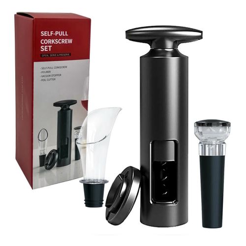

Набор аксессуаров для открытия бутылок Self-pull corkscrew set 4 предмета, Черный;прозрачный