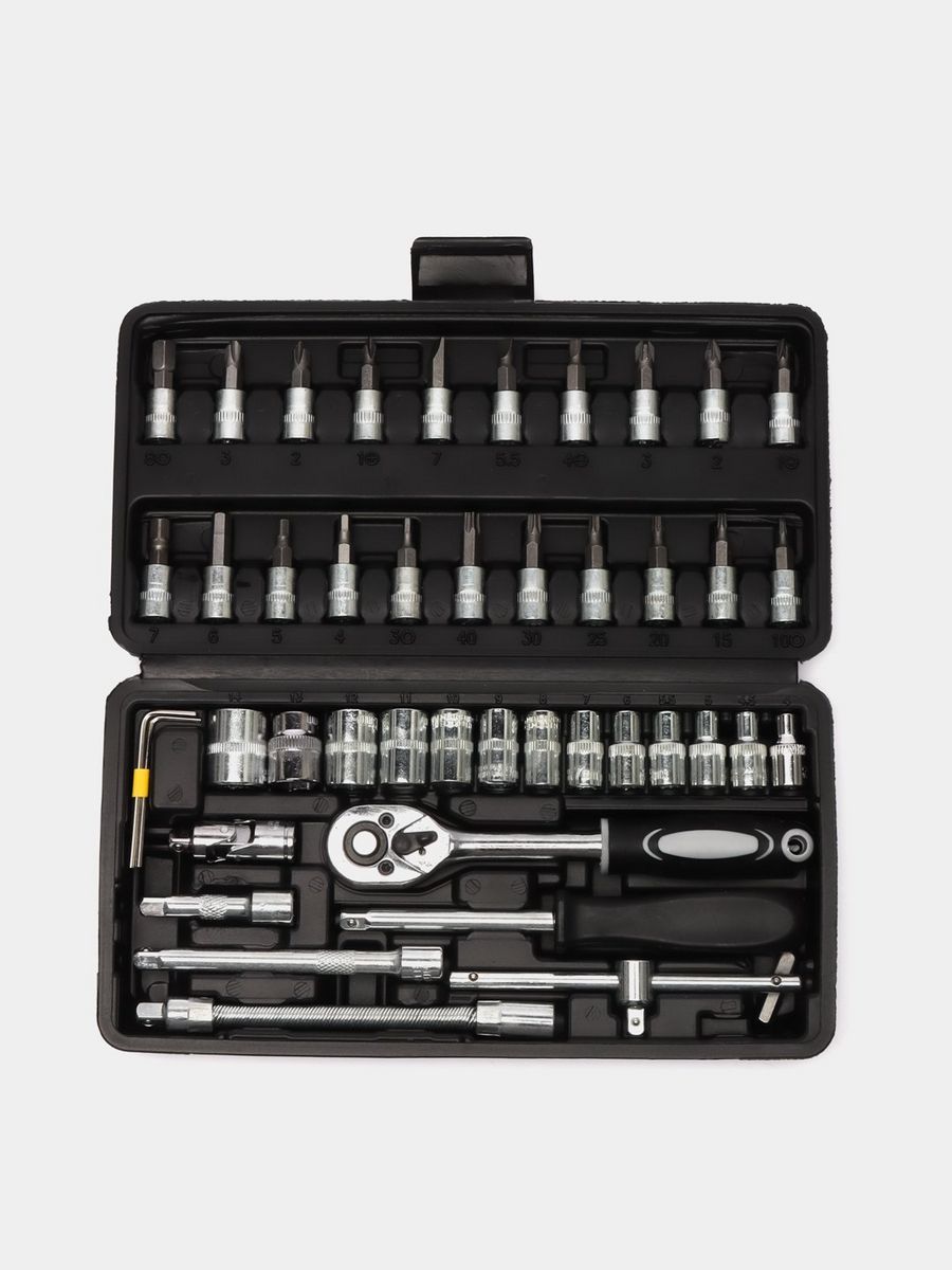 Набор ручных инструментов PROgadget 46 предметов с трещоткой 1/4 кейс для хранения