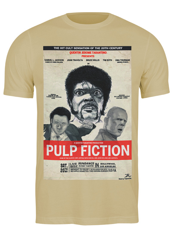 

Футболка мужская Printio Pulp fiction бежевая L, Бежевый, Pulp fiction