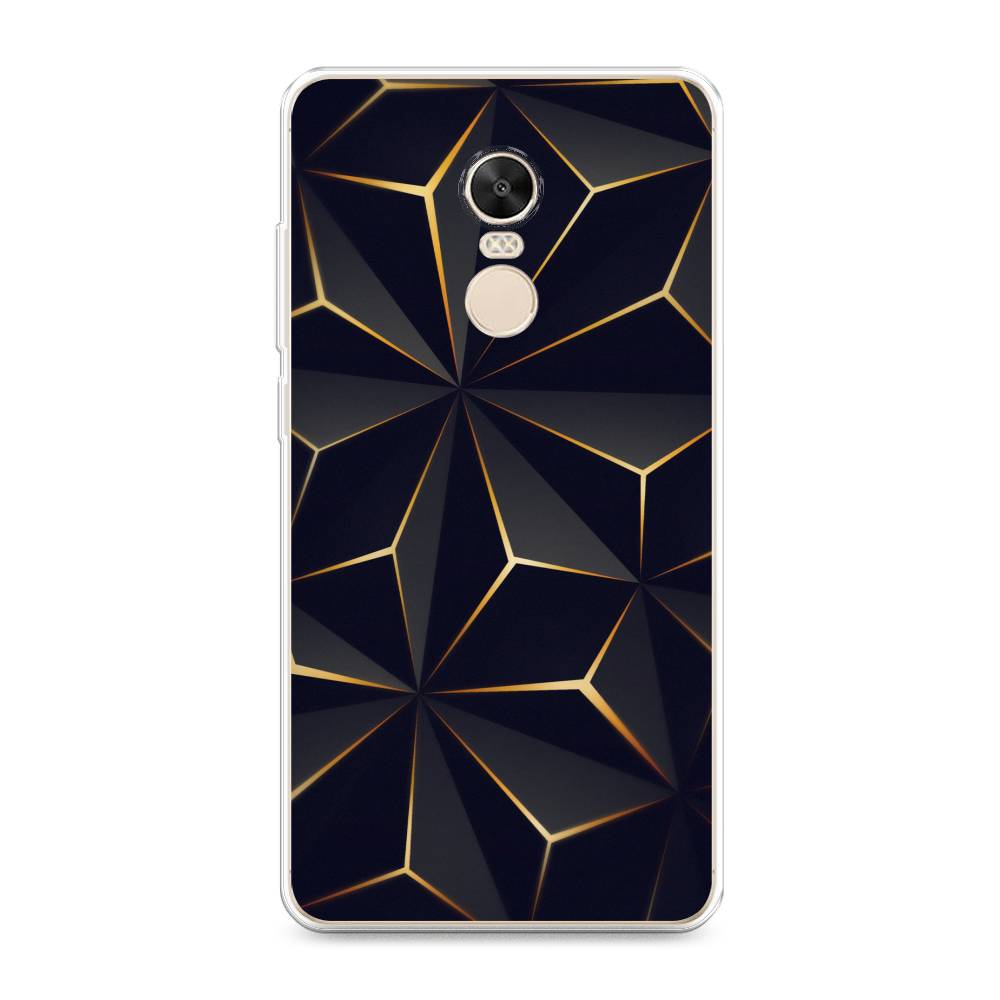 

Чехол на Xiaomi Redmi Note 4X "Черные полигоны", Золотистый;черный, 31950-3