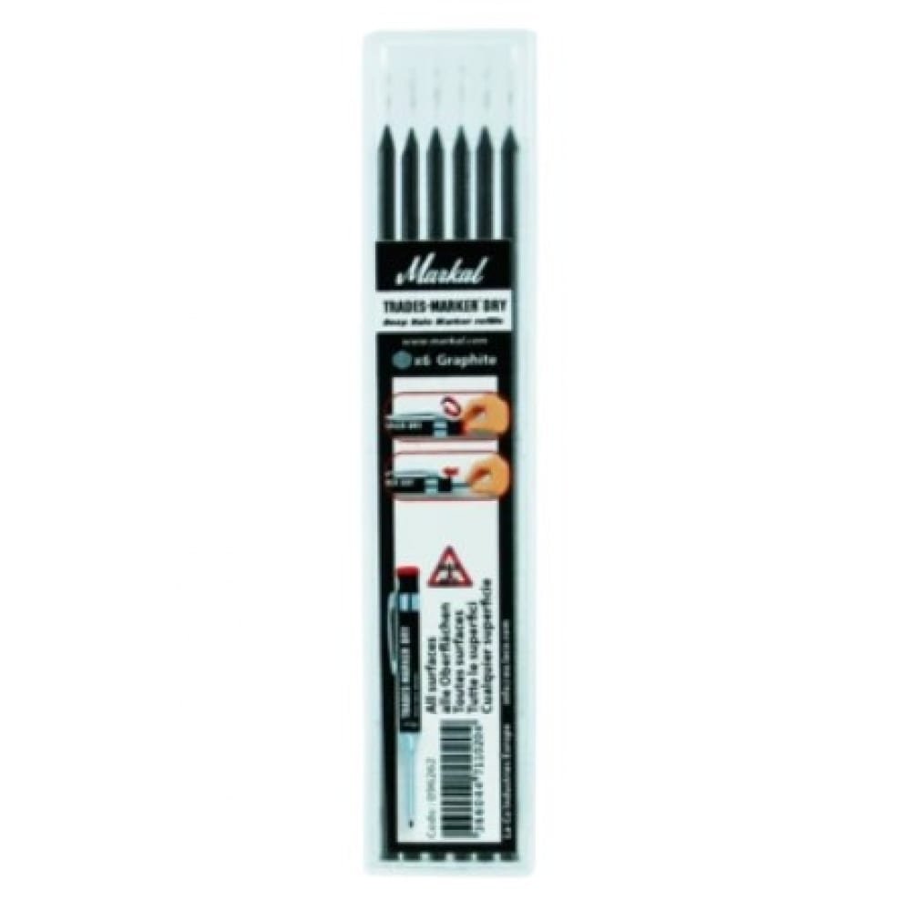 Стержни для карандаша Markal Trades Marker Dry, графитовые, 6 шт 96262