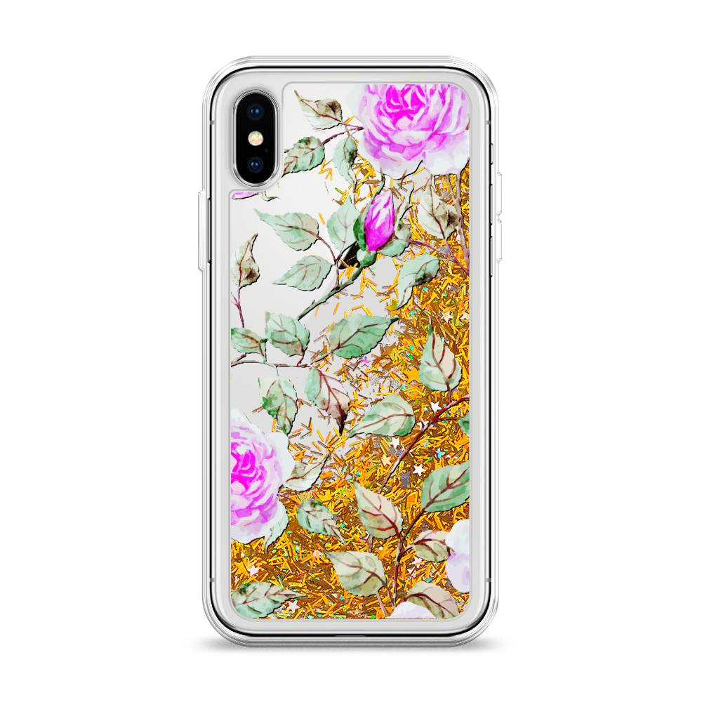 

Жидкий чехол с блестками "Цветочная фантазия 7" на Apple iPhone XS (10S), 11890-1