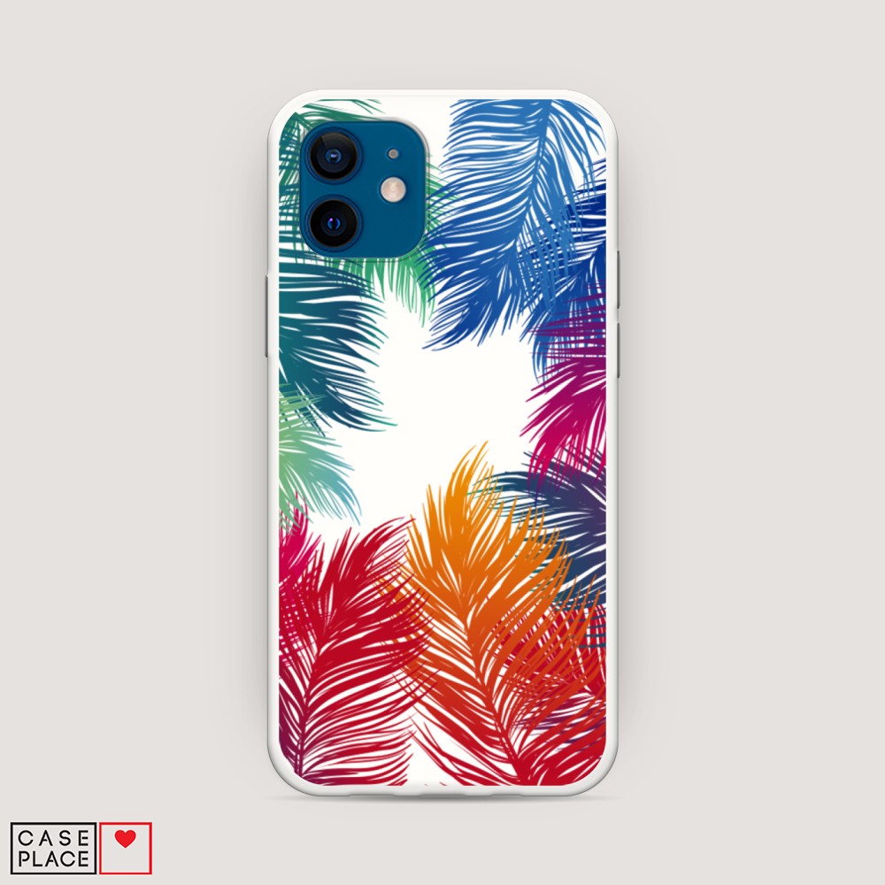 

Матовый силиконовый чехол "Рамка из перьев" на Apple iPhone 12, 12557-1