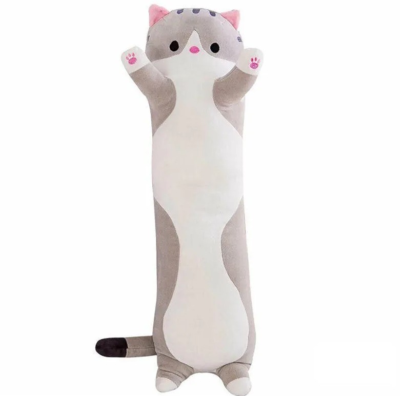 Мягкая игрушка Panawealth кот Батон подушка кот Багет плюшевый серый 90 см