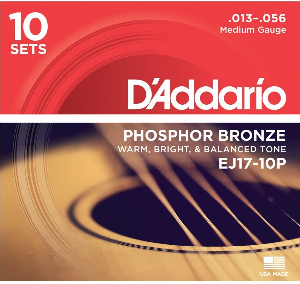 фото Струны для акустич. гитары ej17-10p phosphor bronze 10 компл., 13-56, d'addario