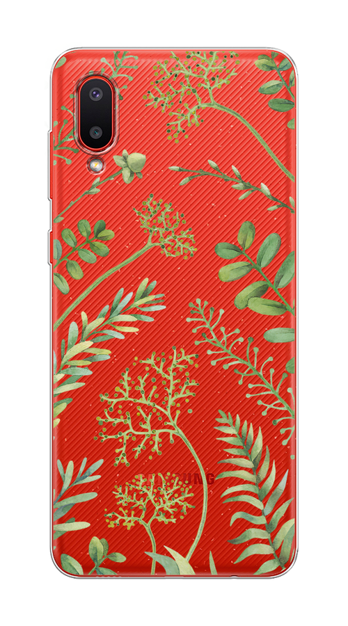 

Чехол на Samsung Galaxy A02 "Green Leaves", Зеленый;прозрачный, 2102550-1