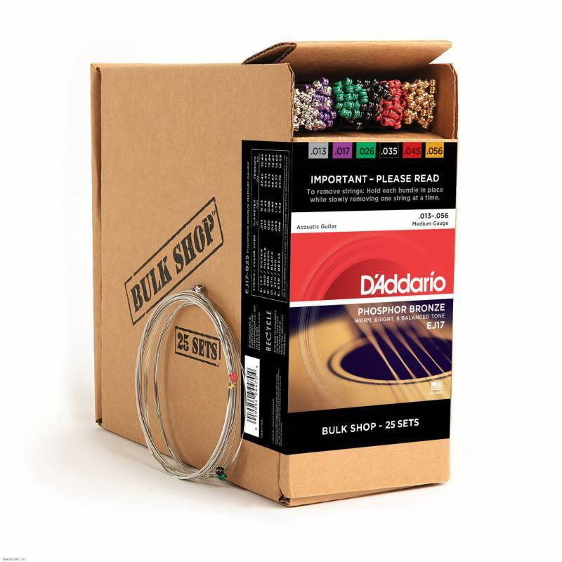 

Струны для акустической гитары EJ17-B25 Phosphor Bronze,25 компл., 13-56, D'Addario