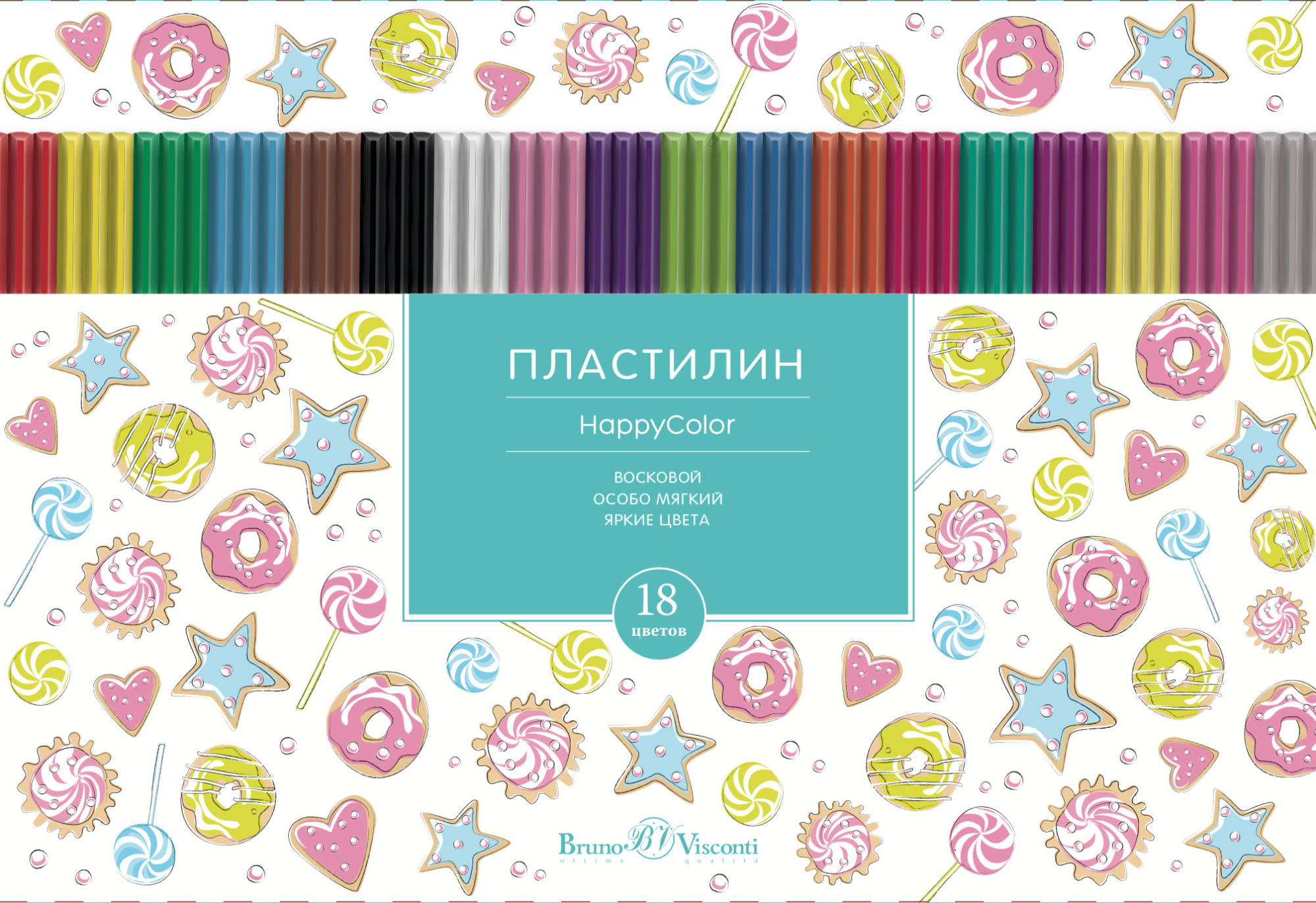 Пластилин восковой GSF Happycolor 18 цветов 34-0010/1