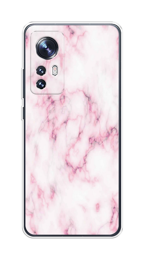 

Чехол на Xiaomi 12/12X/12S "Мрамор с розовым", Белый;розовый, 316050-1