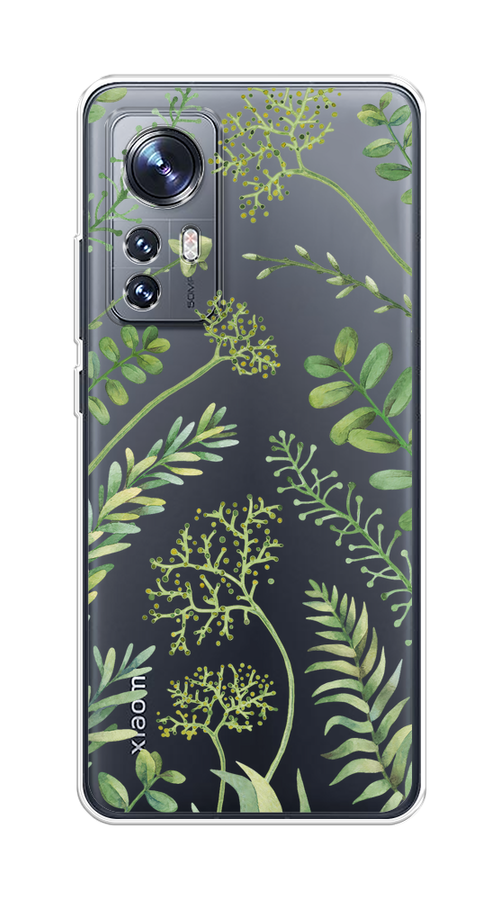 

Чехол на Xiaomi 12/12X/12S "Green Leaves", Зеленый;прозрачный, 316050-1