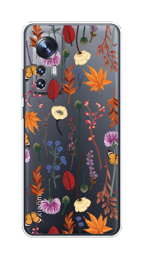 

Чехол на Xiaomi 12/12X/12S "Orange Purple flowers", Оранжевый;красный;розовый;желтый;прозрачный, 316050-1