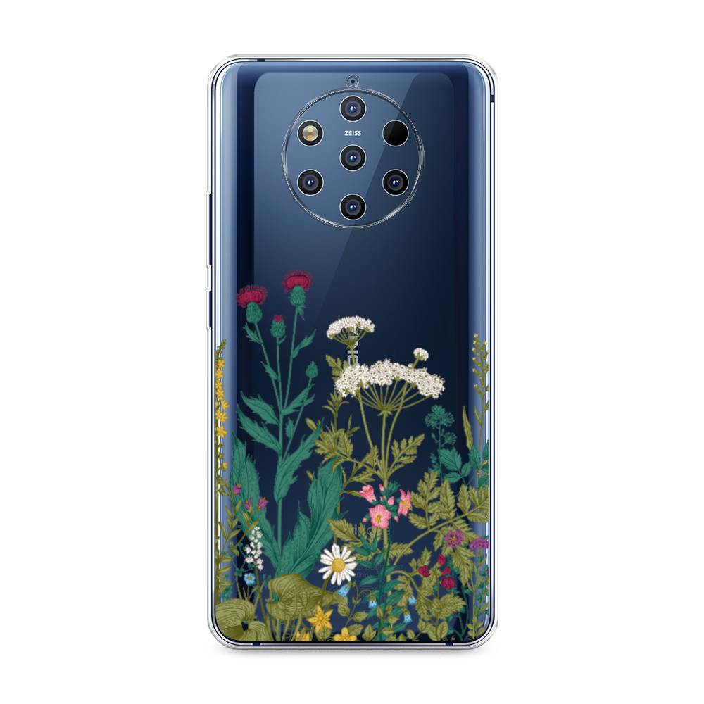 

Чехол на Nokia 9 Pure View "Дикие полевые цветы", Зеленый;розовый;белый, 122350-2