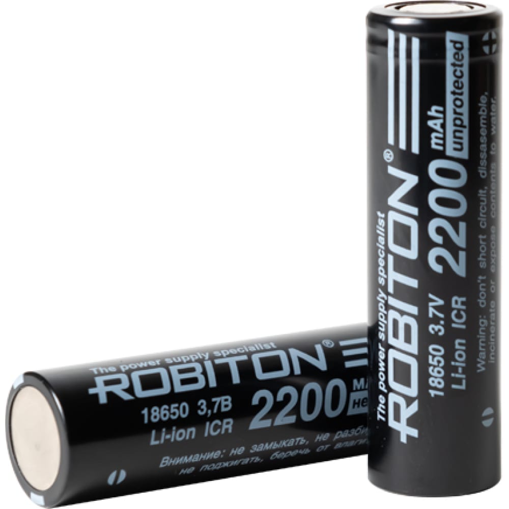 ROBITON Аккумулятор 2.2/Li18650/np без защиты, черный, 18226