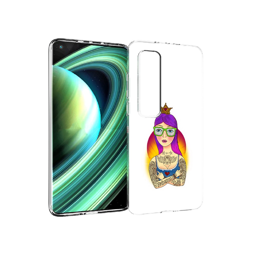 

Чехол MyPads Tocco для Xiaomi Mi 10 Ultra девушка в татуировках с короной, Прозрачный, Tocco