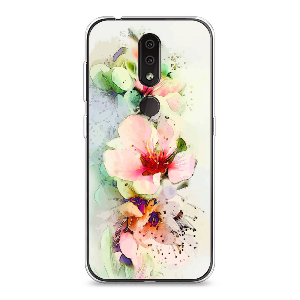 

Чехол на Nokia 4.2 "Нежные цветы", Зеленый;розовый, 122550-2