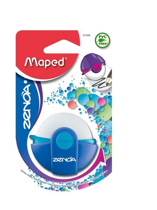 Ластик круглый с поворотным пластиковым футляром MAPED Zenoa, голубой