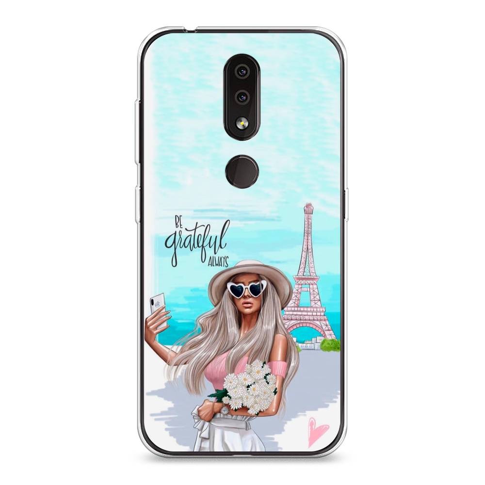 

Чехол на Nokia 4.2 "Селфи Париж", Голубой;бежевый, 122550-6