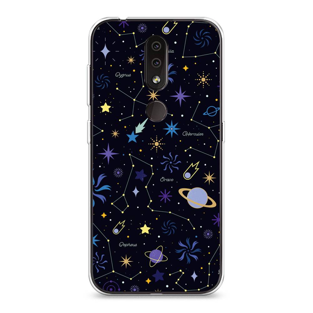 

Чехол на Nokia 4.2 "Цветной космос", Желтый, 122550-2