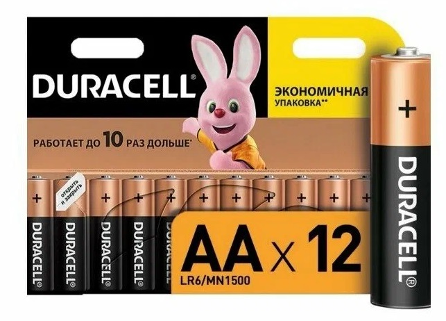 

Батарейка Duracell Basic AA алкалиновая, LR6-12BL, 1.5В, блистер, 12 шт, AA