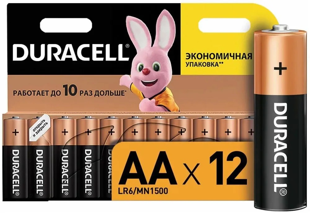 Батарейка Duracell Basic AA алкалиновая, LR6-12BL, 1.5В, блистер, 12 шт