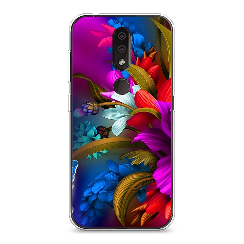 

Чехол на Nokia 4.2 "Фантастические цветы", Фиолетовый;красный;синий, 122550-2
