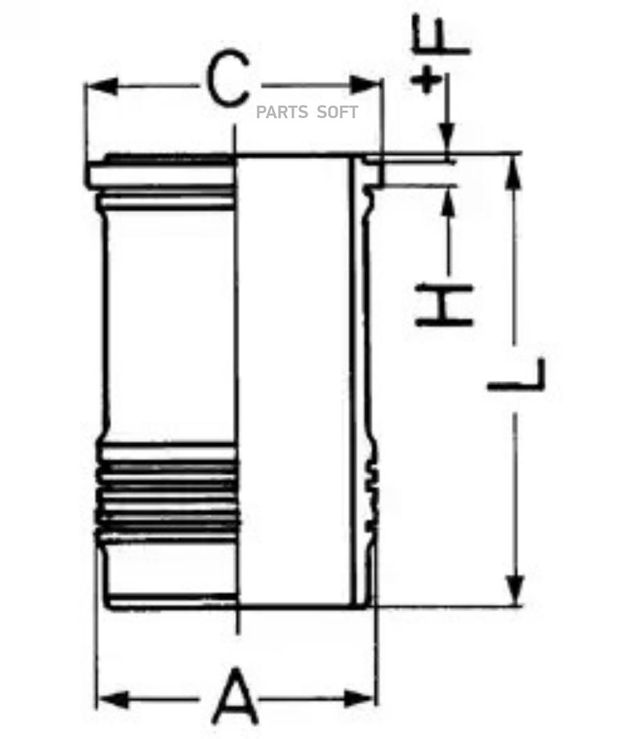 

Гильза цилиндра[мокрая A=135 C=147.25 L=261 H+F=9.36+0.74] D=120 R6