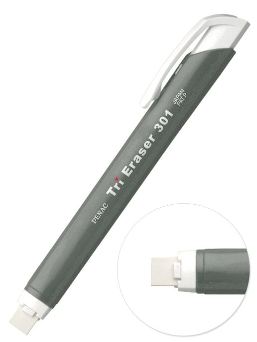 

Ластик в пластиковом футляре PENAC Tri Eraser, серый, Tri Eraser