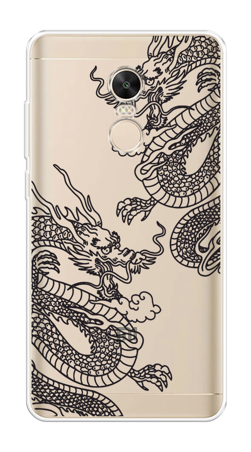 

Чехол на Xiaomi Redmi Note 4X "Два китайских дракона", Серый;черный, 31950-1