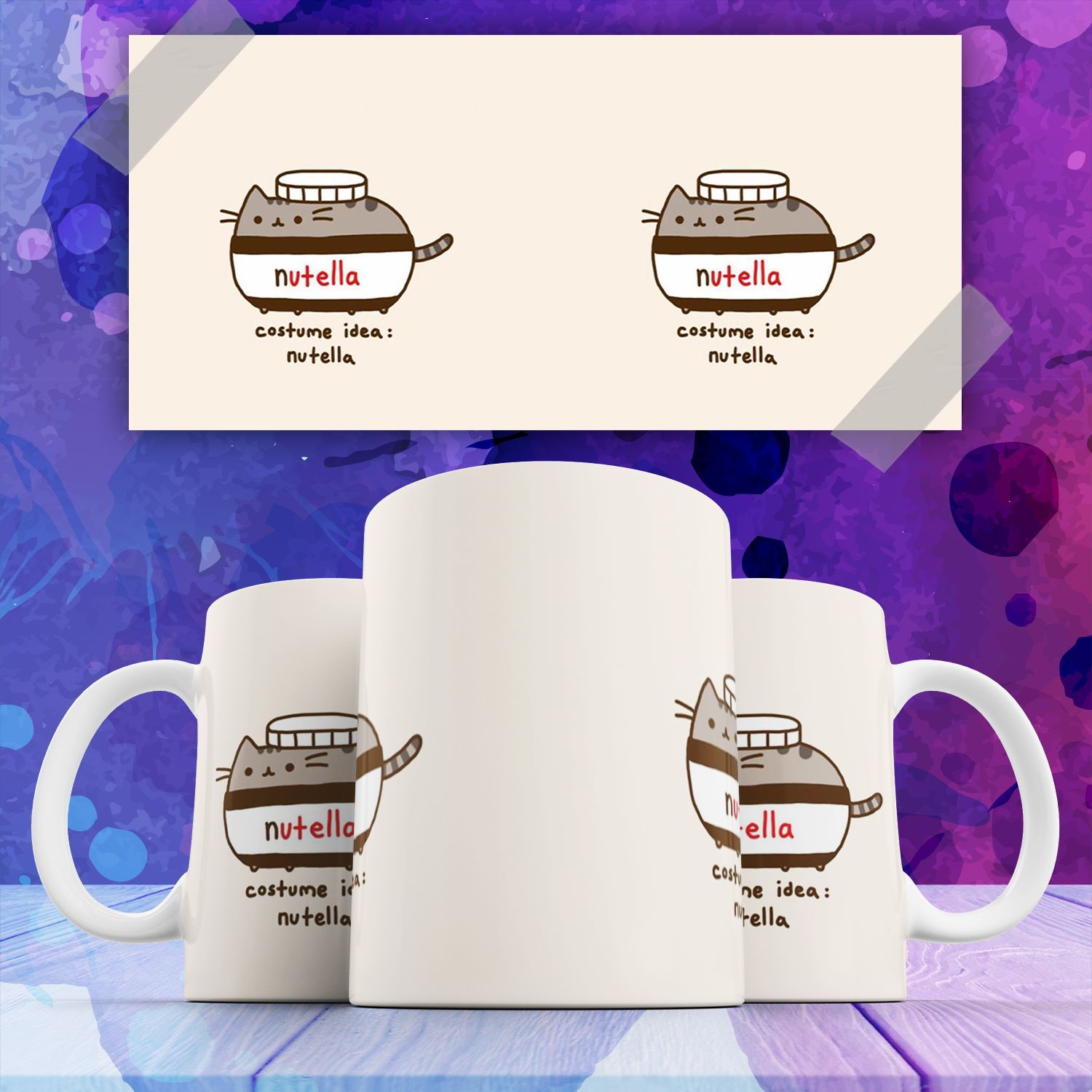 

Кружка с прикольной картинкой Кот Пушин Pusheen Cat nutella, Кружка Кот Пушин Pusheen Cat nutella с прикольной картинкой 330 мл