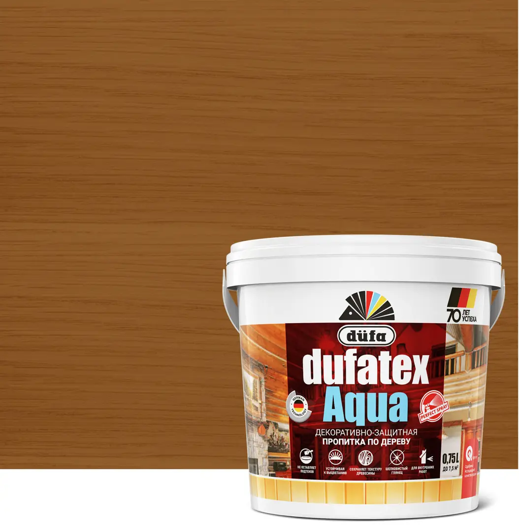 Пропитка для дерева водная цвета тик Dufatex aqua 0.75 л