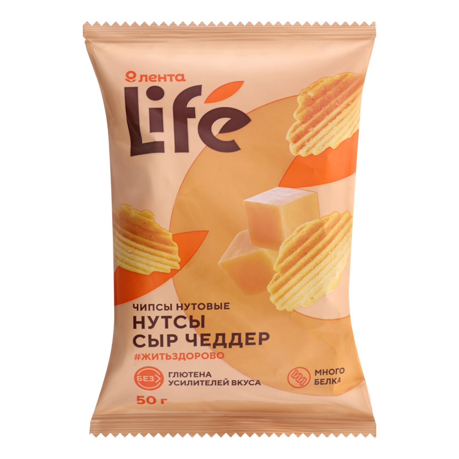 Чипсы нутовые Лента Life сыр чеддер 50 г