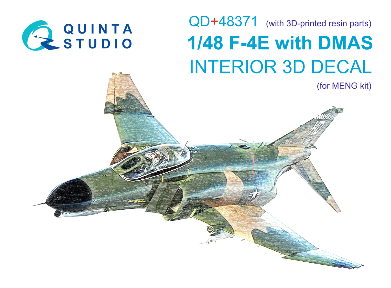 3D Декаль интерьера Quinta Studio 1/48 кабины F-4E c DMAS Meng с 3D-печатными QD+48371