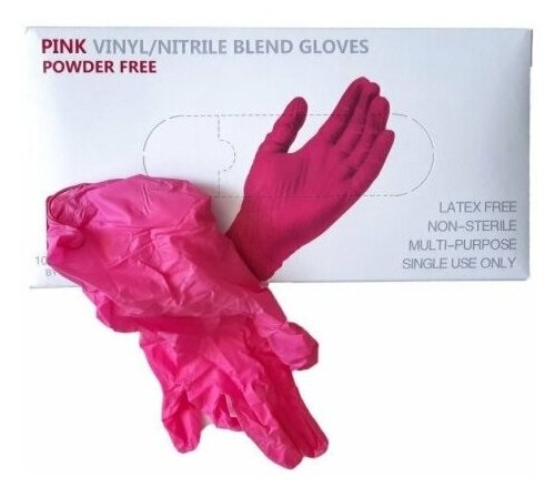 фото Перчатки одноразовые нитриловые wally plastic, размер l, 100 шт (50 пар), розовые
