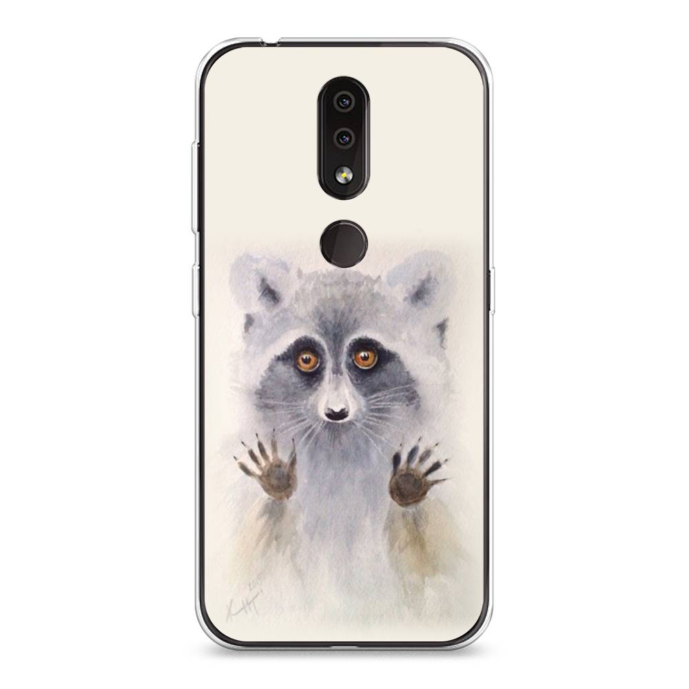 

Чехол на Nokia 4.2 "Енот за стеклом", Бежевый;серый, 122550-4