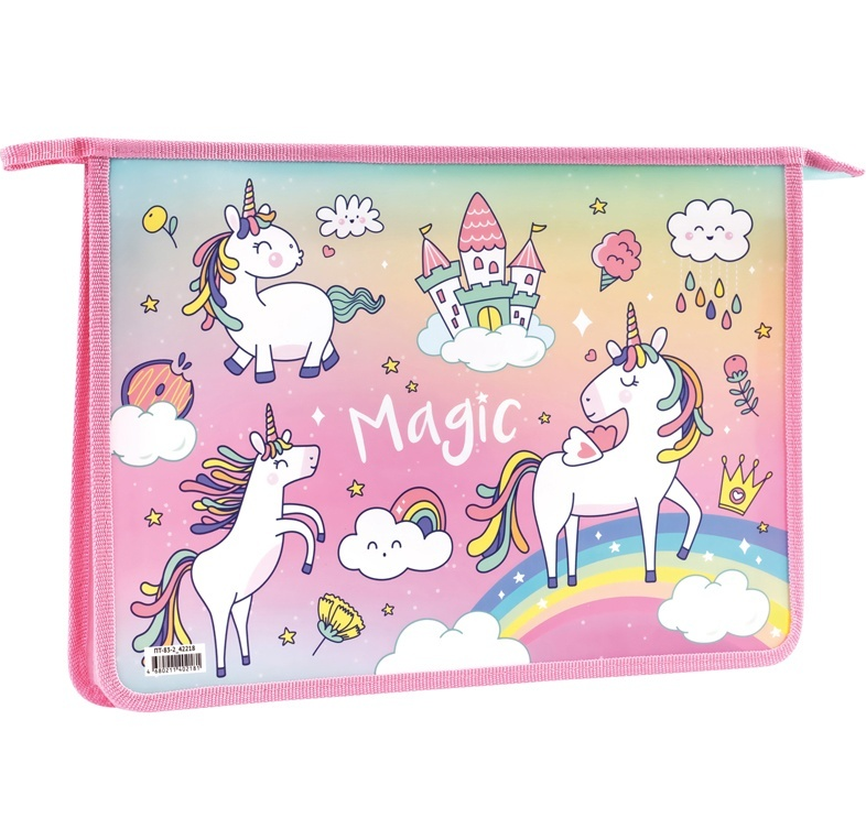 

Папка ArtSpace 2 отделения А4 Magic пластик на молнии, Розовый
