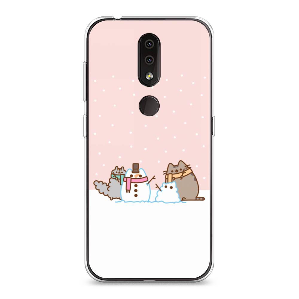 

Чехол на Nokia 4.2 "Котики в снегу", Розовый;белый;серый, 122550-5