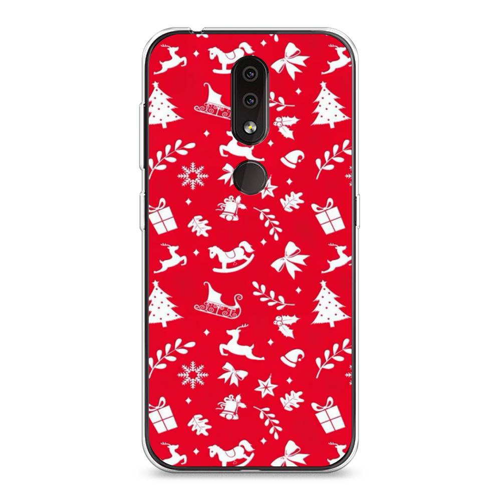 

Чехол на Nokia 4.2 "Красный новогодний фон", Красный;белый, 122550-5