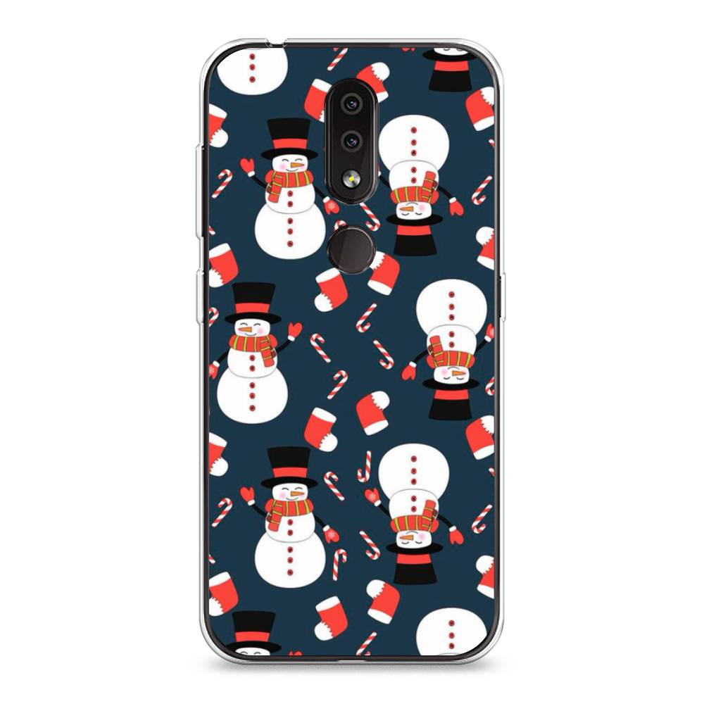 

Чехол на Nokia 4.2 "Синие снеговики", Синий;белый;красный, 122550-5