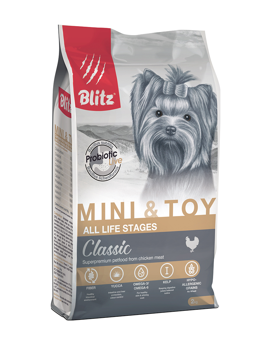 BLITZ ADULT MINI & TOY/корм для взрослых собак миниатюрных и мелких пород 2 кг