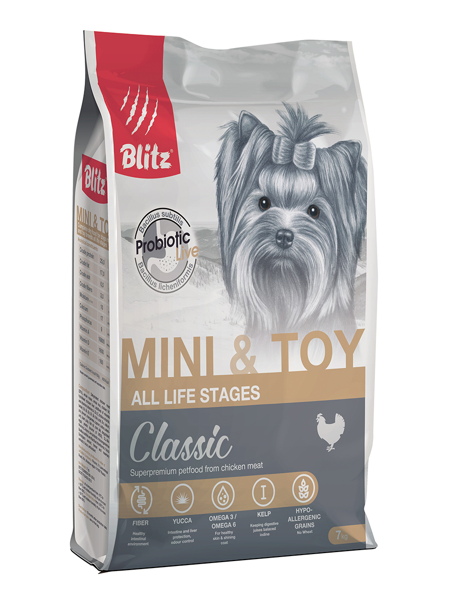 BLITZ ADULT MINI & TOY/корм для взрослых собак миниатюрных и мелких пород 7 кг