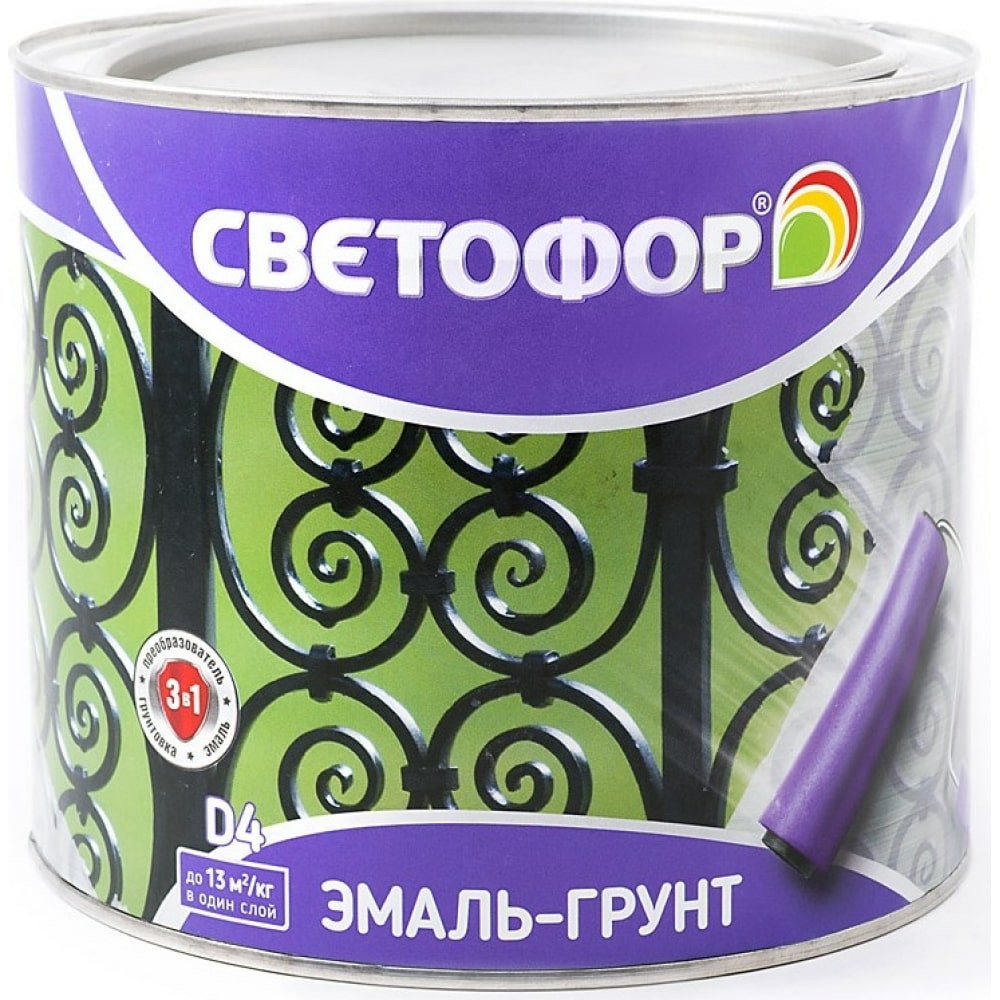 

Грунт-эмаль с молотковым эффектом Светофор D4 серый 0,8 кг ЗОР00009322