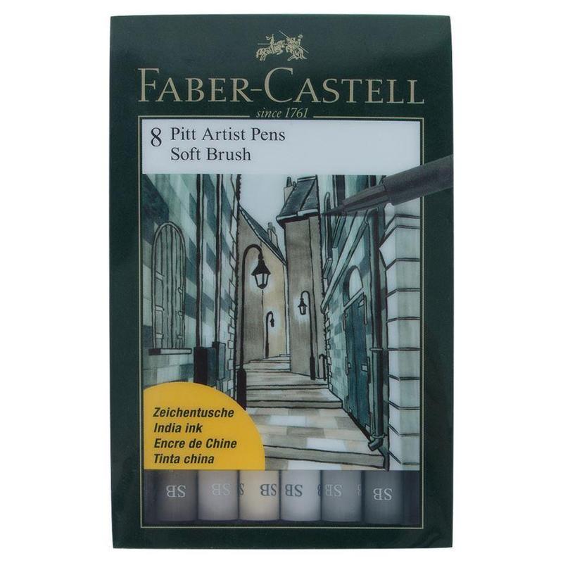 фото Набор капиллярных ручек faber-castell 1197892 pitt artist pen soft brush 8 цветов