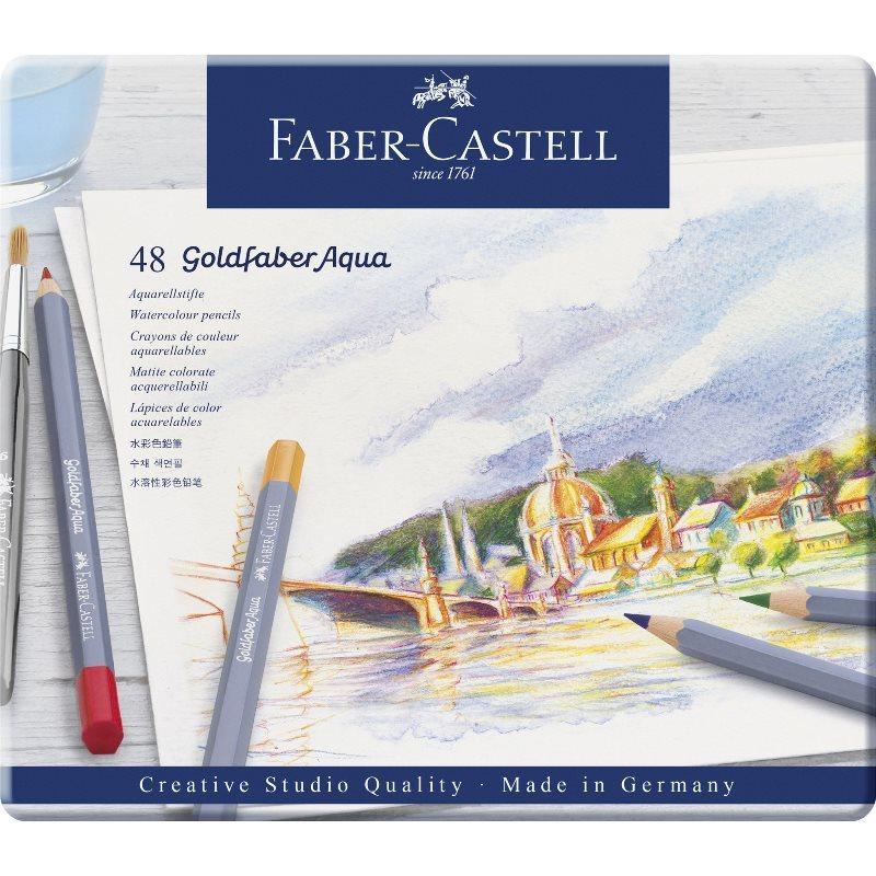 

Карандаши акварельные Faber-Castell 1197882 Goldfaber Aqua 48 цветов, Бежевый;белый;бирюзовый;бордовый;бронзовый;голубой;желтый;зеленый;золотистый;коричневый;красный;оранжевый;розовый;серебристый;серый;синий;фиолетовый;черный, Faber-Castell